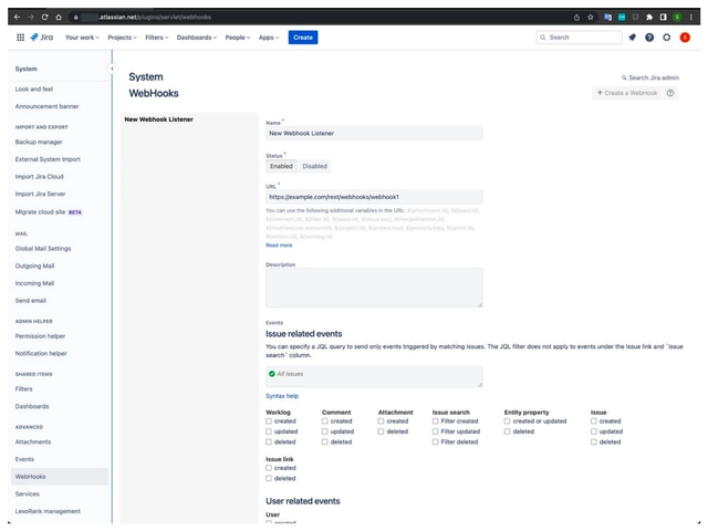 Setting up Jira webhook - Docs - Whitespots.io