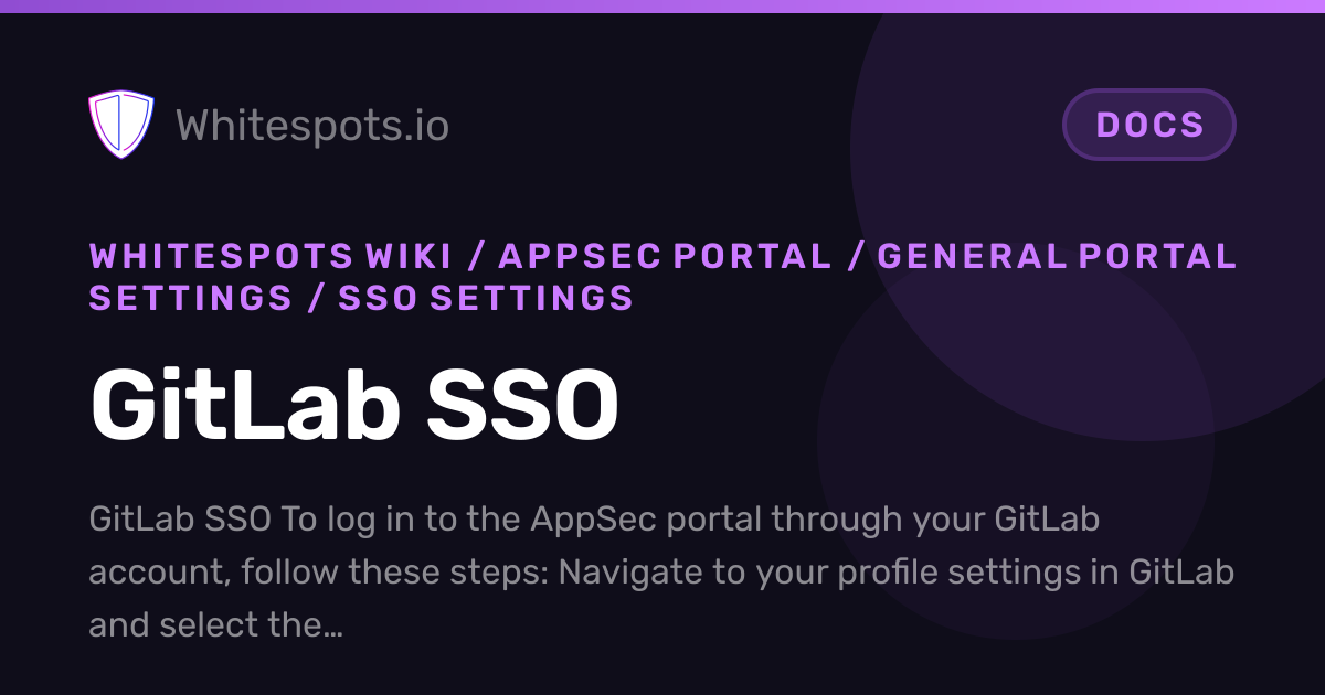GitLab SSO - Docs - Whitespots.io